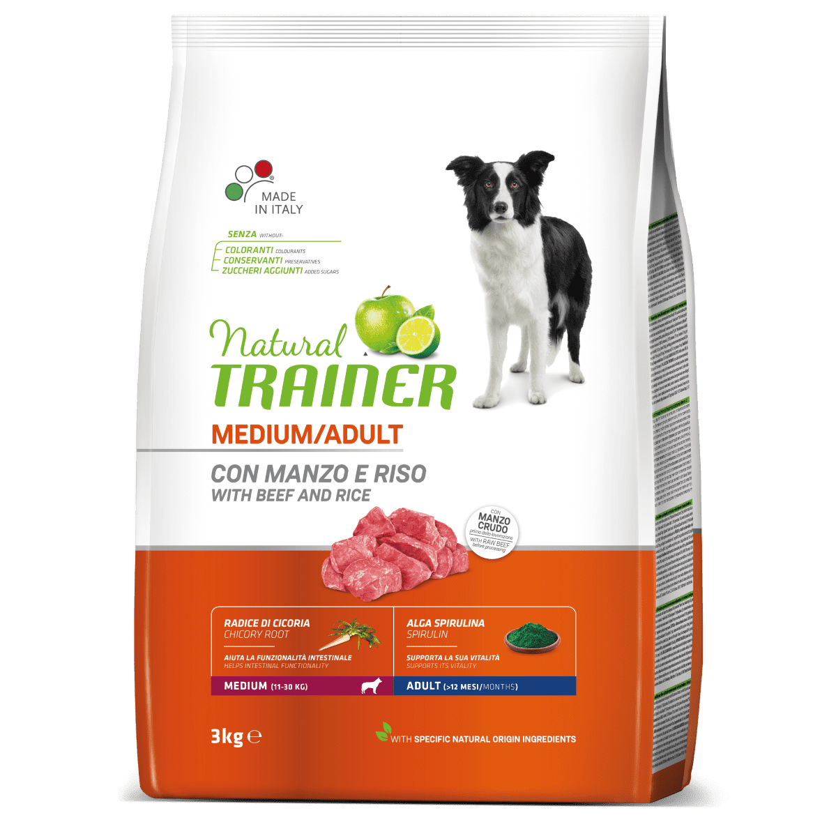 Natural Trainer Adult Medium con Manzo 3kg - Cibo per Cani Natural Trainer Adult Medium con Manzo 3kg - Cibo per Cani